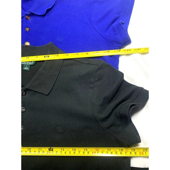 2 - Ralph Lauren Womens Size L 1-Blue 1-Black Polo Shirts Gold Buttons LRL Logo - Picture 4 of 7